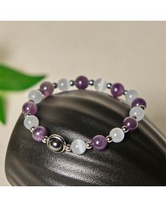 Buddha Stones Natural Amethyst White Cat's Eye Beads Balance Bracelet - Amethyst & White Cat's Eye(Wrist Circumference: 15-17cm)