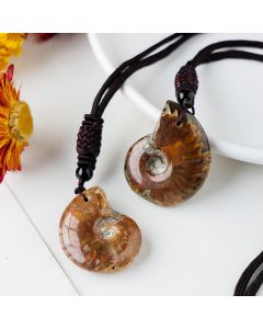 Buddha Stones Natural Ammonite Fossil Snail Pattern Meditation Healing Necklace Pendant - Ammonite(Meditation♥Healing)