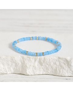 Buddha Stones Natural Aquamarine Fine 4mm Bead Pearl Serenity Bracelet - Aquamarine Pearl(Wrist Circumference: 14-15cm)