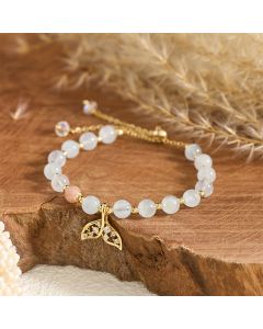 Buddha Stones Natural Aquamarine Gold-Plated Copper Fish Tail Serenity Bracelet - Aquamarine(Wrist Circumference: 14-15cm)