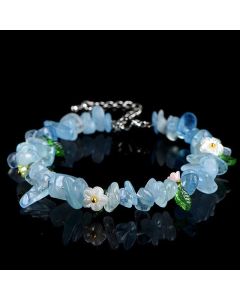 Buddha Stones Natural Aquamarine Peridot Strawberry Quartz Various Crystals Serenity Bracelet - Amethyst(Wrist Circumference: 15-20cm)
