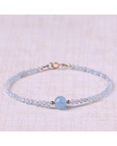 Buddha Stones Natural Aquamarine Ultra-Fine 2mm Faceted Bead Peace Bracelet - Aquamarine(Wrist Circumference: 16cm)