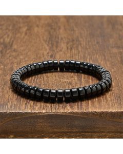 Buddha Stones Natural Black Obsidian Faceted Straight Cut Beaded Strength Bracelet - Black Obsidian(Wrist Circumference: 15-16cm)
