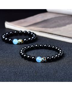 Buddha Stones Natural Black Obsidian Lotus Purification Bracelet - Black Obsidian / 10mm(Wrist Circumference: 16-17cm)