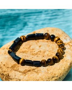 Buddha Stones Natural Black Tourmaline Tiger Eye Positive Bracelet - Black Tourmaline&Tiger Eye