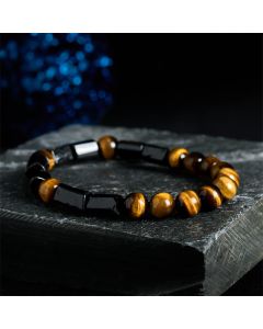 Buddha Stones Natural Black Tourmaline Tiger Eye Positive Bracelet - Black Tourmaline&Tiger Eye