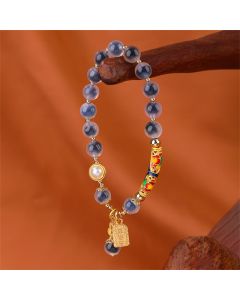 Buddha Stones Natural Blue Candy Agate Amulet Strength Bracelet - Candy Agate(Strength♥Confidence)