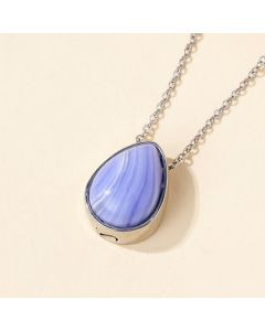 Buddha Stones Natural Blue Lace Agate Rose Quartz Black Onyx Teardrop Design Balance Necklace Pendant - Amazonite Silver Chain