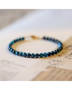 Buddha Stones Natural Blue Tiger Eye Stone Protection Chain Bracelet - 17cm(Bead Size: 4mm)
