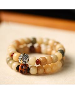 Buddha Stones Natural Bodhi Seed The Lord of the Corpse Forest Om Mani Padme Hum Wisdom Bracelet - Bodhi Seed&Cat Claw Tassel