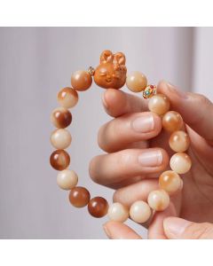 Buddha Stones Natural Bodhi Seed Lovely Rabbit Peace Bracelet - Bodhi Seed(Wisdom♥Wake Up)(Wrist Circumference 14-16cm)