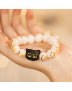 Buddha Stones Natural Bodhi Seed Red Sandalwood Lovely Paw Lucky Cat Peace Bracelet - Bodhi Seed&Tassel (Wrist Circumference 14-16cm)