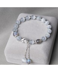 Buddha Stones Natural Cat's Eye Moonstone Strawberry Quartz PiXiu Support Bracelet - Strawberry Quartz&Cat's Eye(Wrist Circumference 14-15cm)