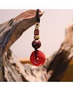 Buddha Stones Natural Cinnabar PiXiu Peace Buckle Blessing Car Key Chain - PiXiu(Wealth♥Luck)