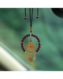 Buddha Stones Natural Cinnabar Wish Ruyi Peace Blessing Car Hanging Decoration - Cinnabar(Calm♥Concentration)