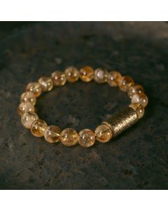 Buddha Stones Natural Citrine Crystal Brass Bead Protection Bracelet - Inner Circumference 18cm fit for Wrist Circumference 17-17.5cm
