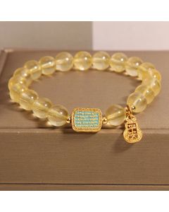 Buddha Stones Natural Citrine Five Scriptures Generosity Bracelet - Citrine(Wrist Circumference: 14-18cm)