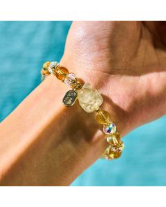Buddha Stones Natural Citrine White Crystal Nine Tailed Fox Attracting Wealth Charm Energy Bracelet - Citrine&White Crystal(Wrist Circumference:15-16cm)