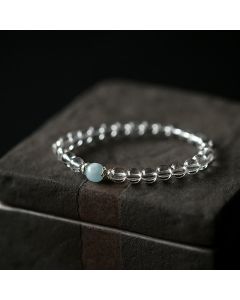 Buddha Stones Natural Clear Quartz Aquamarine Clarity Bracelet - Clear Quartz(Wrist Circumference:14–15 cm)