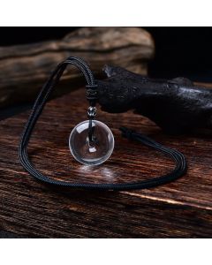 Buddha Stones Natural Clear Quartz Peace Buckle Protection Rope Necklace - 33mm Clear Quartz