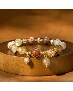 Buddha Stones Natural Colored Rutilated Quartz Amethyst Protection Bracelet - Rutilated Quartz (Wrist Circumference:15-16cm)