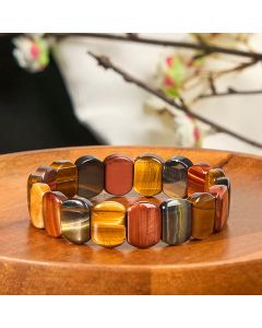 Buddha Stones Natural Colored Tiger Eye Oval Beads Strength Bracelet - Colored Tiger Eye(Wrist Circumference: 17-21cm)