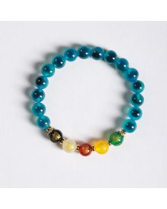 Buddha Stones Natural Colorful Candy Agate Five Gods Of Wealth Harmony Bracelet - White Candy Agate(Wrist Circumference: 14-15cm)