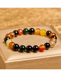 Buddha Stones Natural Colorful Chalcedony Agate Harmony Bracelet - 10mm(Wrist Circumference 14-16cm)