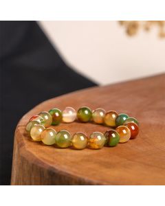 Buddha Stones Natural Colorful Peacock Agate Courage Purify Bracelet - Peacock Agate-0.55 in (Wrist Circumference:17-18 cm)