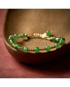 Buddha Stones Natural Cyan Jade Beads Prosperity Bracelet - Cyan Jade(Wrist Circumference: 6.3–6.7 in / 16–17 cm)