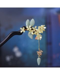 Buddha Stones Natural Ebony Wood Osmanthus Tassel Balance Hairpin - Osmanthus Hairpin