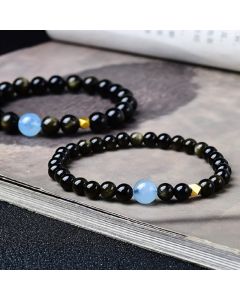 Buddha Stones Natural Gold Sheen Obsidian Beads Protection Bracelet - Gold Sheen Obsidian / 10mm(Wrist Circumference: 16-17cm)