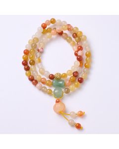 Buddha Stones Natural Golden Silk Jade Pumpkin Charm Wealth Luck Triple Wrap Bracelet - Golden Silk Jade(Ward off evil spirits♥Wealth)