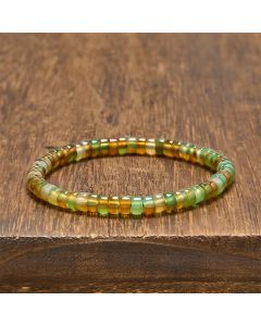 Buddha Stones Natural Green Agate Faceted Rondelle Healing Bracelet - Green Agate (Wrist Circumference: 14-15cm)