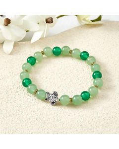 Buddha Stones Natural Green Agate Green Aventurine Turtle Design Success Beaded Bracelet - Green Aventurine & Green Agate(Wrist Circumference: 5.9–6.3 in/15–16 cm)