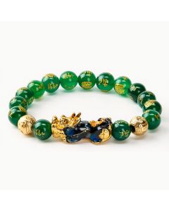 Buddha Stones Natural Green Agate Om Mani Padme Hum Color Change PiXiu Success Bracelet - Green Agate(Balance♥Growth)