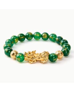 Buddha Stones Natural Green Agate Om Mani Padme Hum PiXiu Harmony Bracelet - Green Agate(Balance♥Growth)