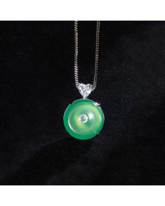 Buddha Stones Natural Green Chalcedony Peace Buckle Strength Necklace - Green Chalcedony(Strength♥Courage)