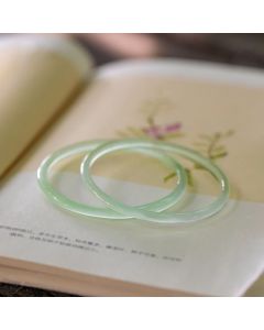 Buddha Stones Natural Green Chalcedony Strength Courage Cuff Bangle Bracelet - 62mm