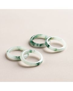 Buddha Stones Natural Green Jade Luck Abundance Ring - 21mm