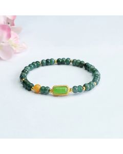Buddha Stones Natural Green Jade Topaz Luck Bracelet - Jade(Wrist Circumference: 14-15cm)