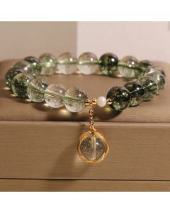 Buddha Stones Natural Green Phantom Crystal Lucky Bracelet - Green Phantom(Wrist Circumference 14-16cm)