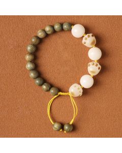 Buddha Stones Natural Green Sandalwood Bodhi Seed Cat Paw Claw Cure Bracelet - Green Sandalwood&Bodhi Seed(Wrist Circumference 14-15cm)