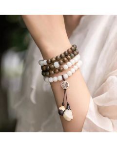 Buddha Stones Natural Green Sandalwood Bodhi Seed Soothing Bracelet - Green Sandalwood&Bodhi Seed