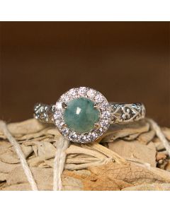 Buddha Stones Natural Hetian Jade Egg Ruyi Stick Pattern Luck Ring - Hetian Jade