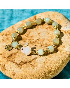 Buddha Stones Natural Hetian Jade Fu Character Fu Brand Rabbit Abundance Bracelet - Jade(Wrist Circumference15-16cm)