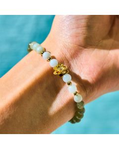 Buddha Stones Natural Hetian Jade Gradient Lotus Abundance Bracelet - Jade(Wrist Circumference15-16cm)
