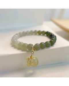 Buddha Stones Natural Hetian Jade Money Bag Charm Bead Prosperity Bracelet - Hetian Jade(Prosperity♥Abundance)