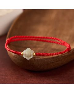 Buddha Stones Natural Hetian Jade Peach Blossom Love Bead Bracelet - Peach Blossom (Wrist Circumference: 6.3-7.1 in/16-18 cm)