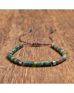 Buddha Stones Natural Indian Agate Braided Balance Bead Bracelet - Indian Agate (Wrist Circumference: 6.3-6.7 in /16-17 cm)